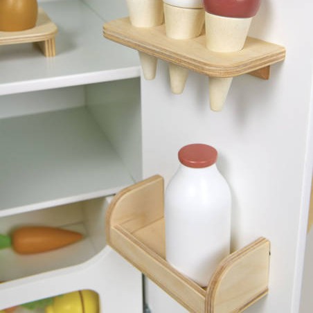 Tender Leaf Toys, Drewniana lodówka z kostkarką do lodu