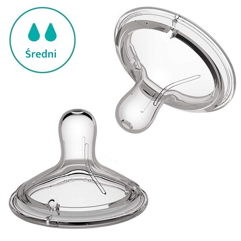 Nanobebe, Smoczek silikonowy na butelkę - średni przepływ - 2 szt.