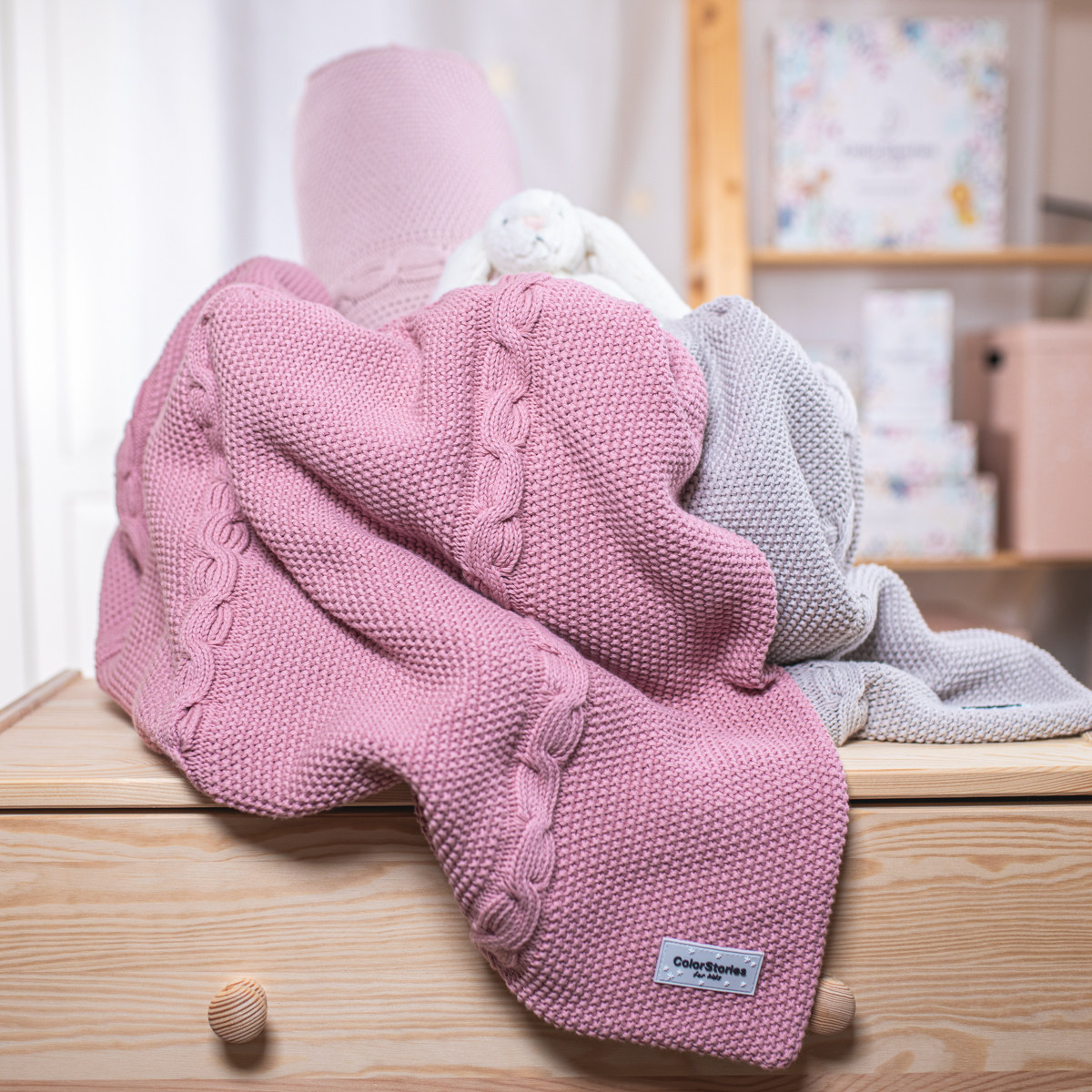 ColorStories, Kocyk bawełniany z polarem - Wrzosowy róż