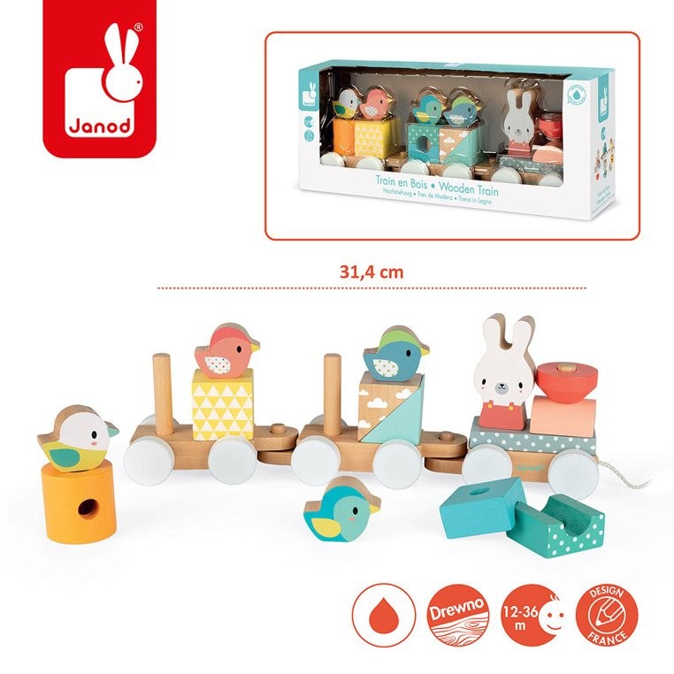 Janod, Pociąg z klockami do ciągnięcia Pure