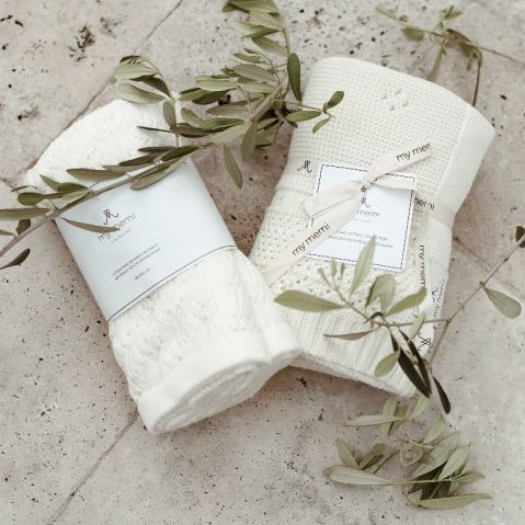 Memi, Kocyk z bawełny organicznej 80x100 - ecru