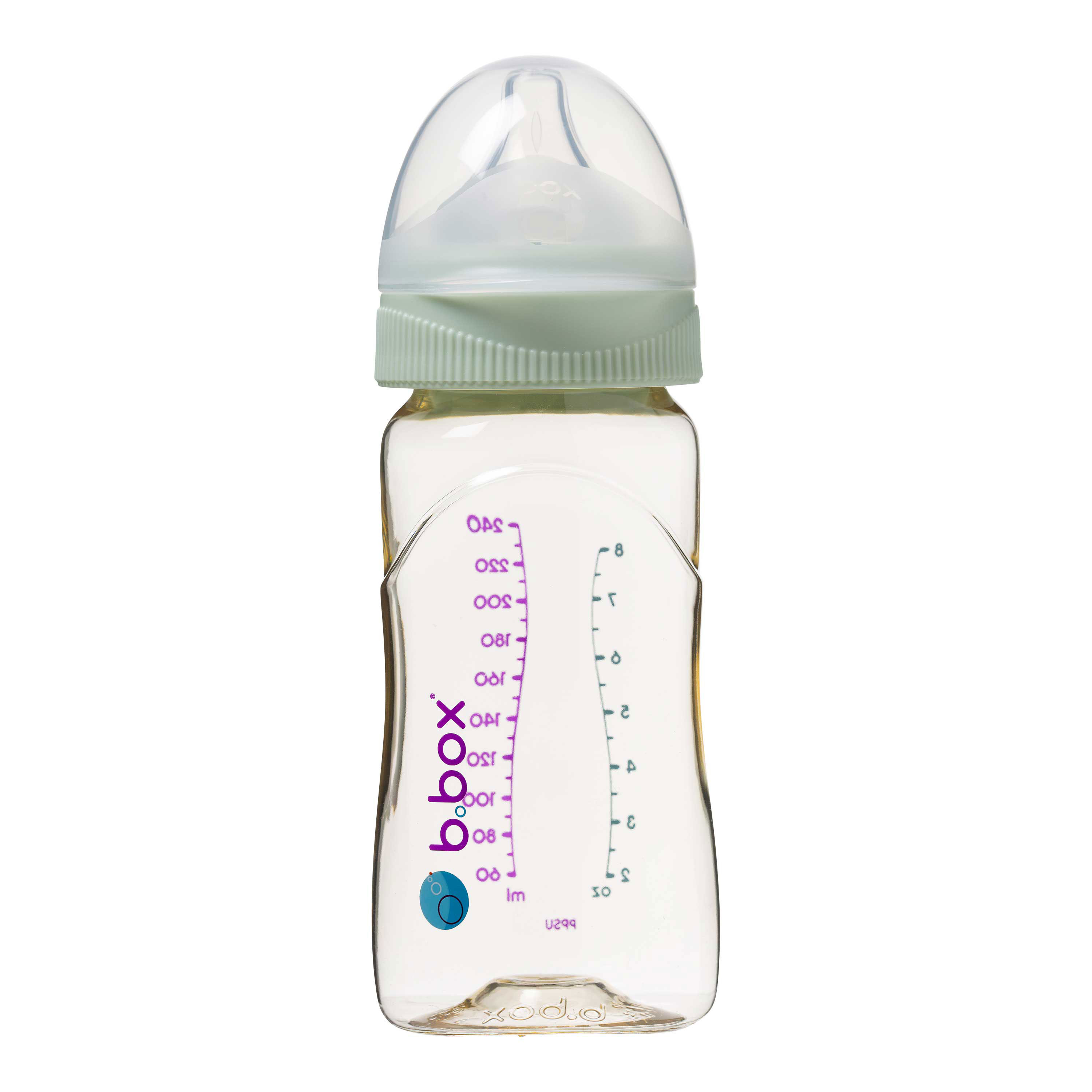 B.Box, Butelka ze smoczkiem do karmienia niemowląt wykonana z PPSU 240ml - Sage B.Box, Butelka ze smoczkiem do karmienia niemowląt wykonana z PPSU 240ml - Sage