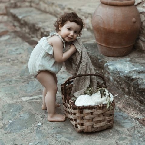 Memi, Kocyk z bawełny organicznej 80x100 - ecru