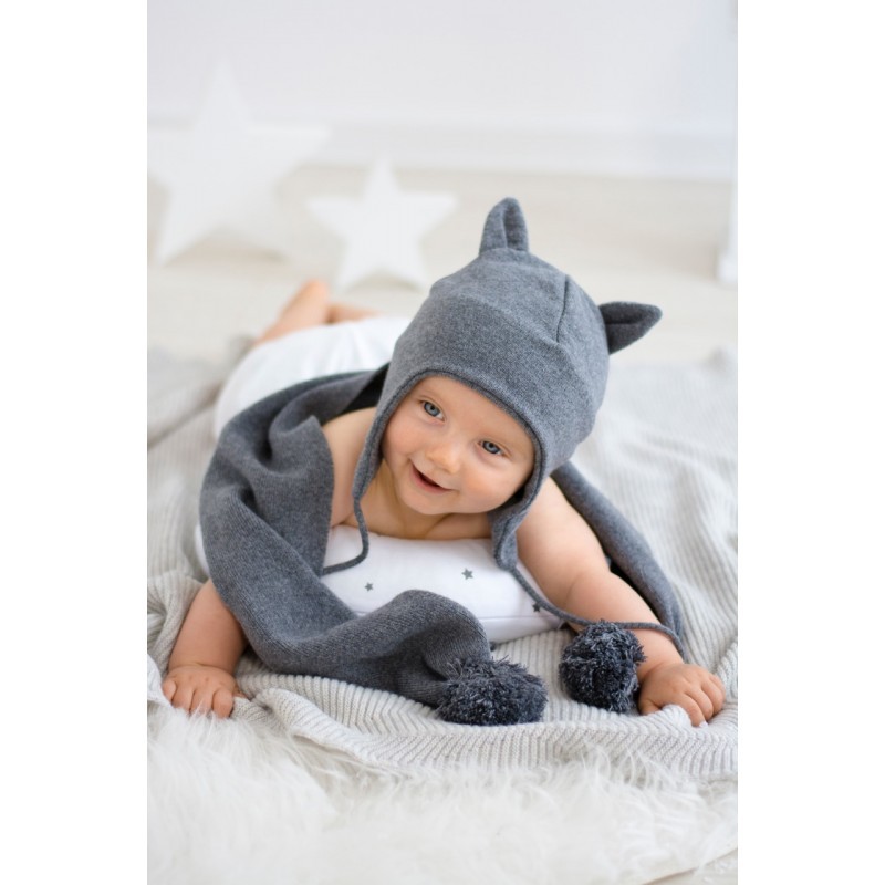 Effii, Czapka kaszmirowa z uszkami L grafitowa