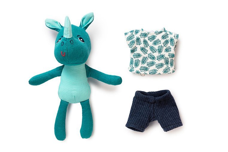 Lilliputiens, Mini - przytulanki rodzina nosorożców z rozkładaną matą Nosorożec Marius 2 lata+