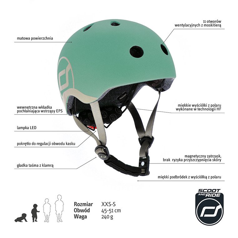 Scootandride, Kask XXS-S dla dzieci 1-5 lat Forest