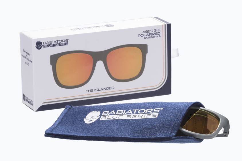 Babiators, Okulary przeciwsłoneczne dla dzieci Galactic Gray with Orange Mirrored Lenses (The Islander) 6+