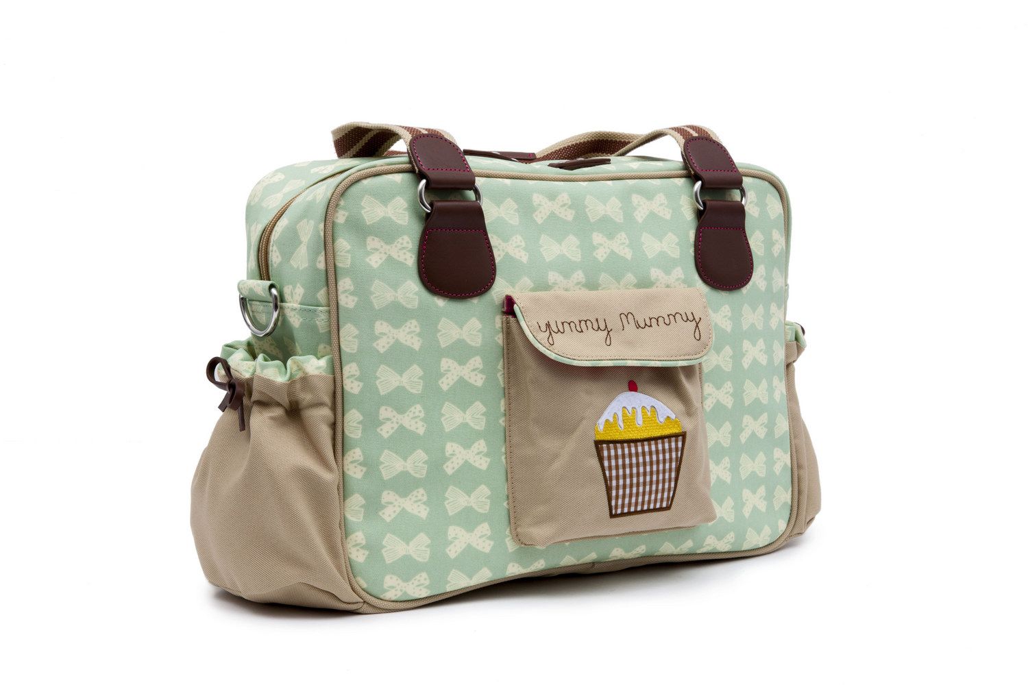 Torba do wózka Pink Lining - Yummy Mummy Cream Bows on Peppermint