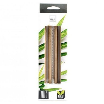 H&H Lifestyle, Słomki bambusowe do napojów + szczoteczka 4 szt.