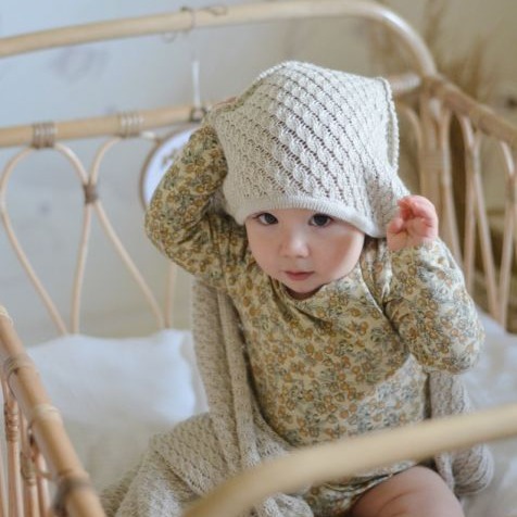 My Memi, Kocyk bambusowy z kapturkiem 90x90 bottle green