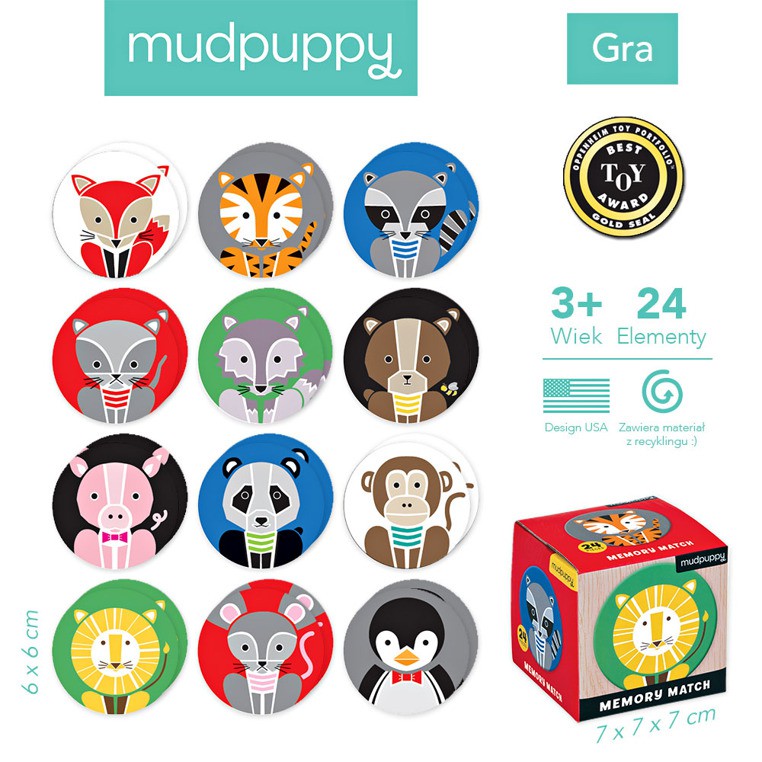 MUDPUPPY, Gra Mini Memory Geometryczne Zwierzęta