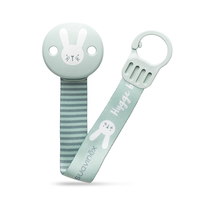 Suavinex, Klips do smoczka z tasiemką HYGGE - królik miętowy