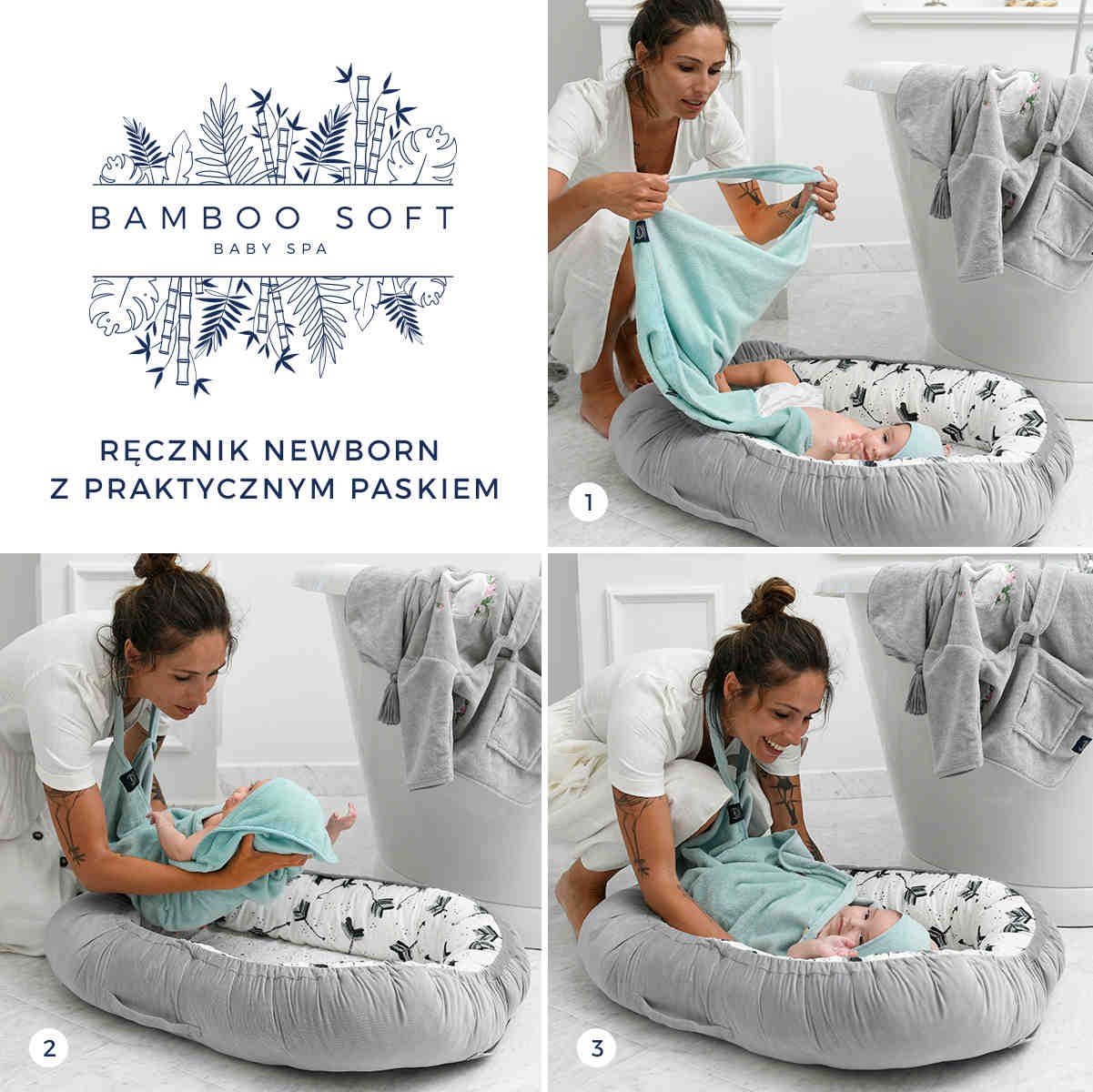 La Millou, Ręcznik Bamboo Soft - Newborn - Grey - Yoga Candy Sloth Blue La Millou, Ręcznik Bamboo Soft - Newborn - Grey - Yoga Candy Sloth Blue