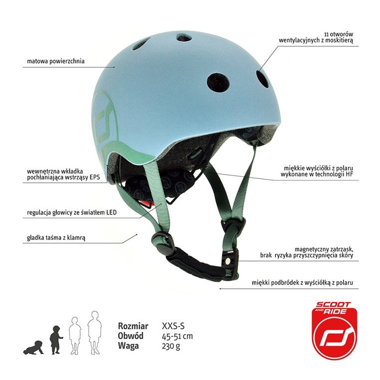 Scootandride, Kask dla dzieci 1-5 lat Steel