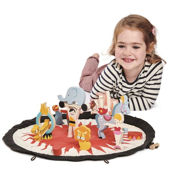 Tender Leaf Toys, Mata z drewnianymi zabawkami - Cyrk