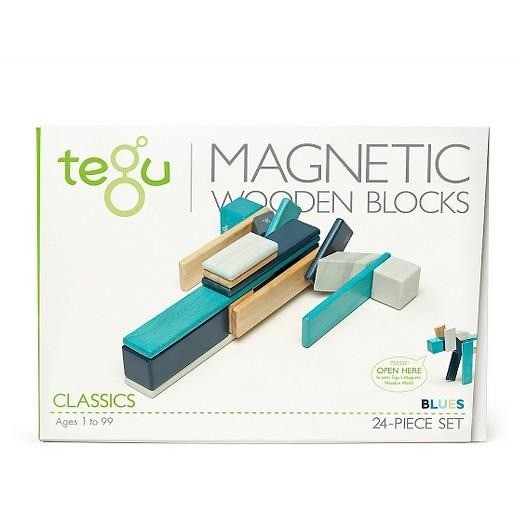 Tegu, Drewniane klocki magnetyczne CLASSICS zestaw 24szt Blues