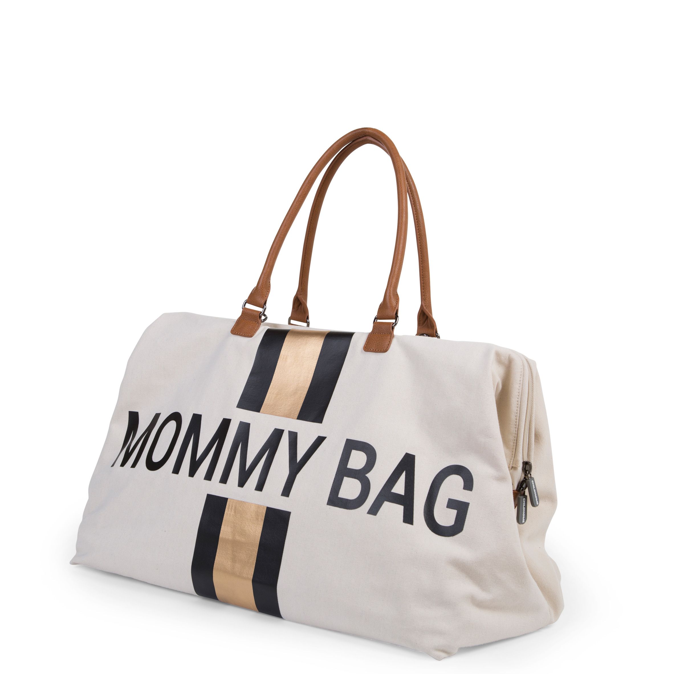 Childhome, Torba Mommy Bag beżowa paski czarno-złote Childhome, Torba Mommy Bag beżowa paski czarno-złote