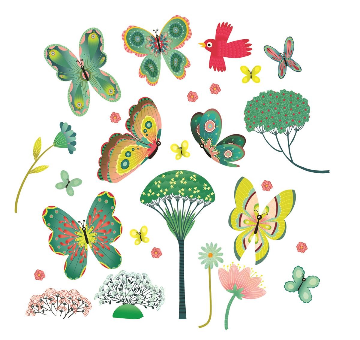 Djeco, Naklejki na okno Motylki w Ogrodzie Djeco, Naklejki na okno Motylki w Ogrodzie