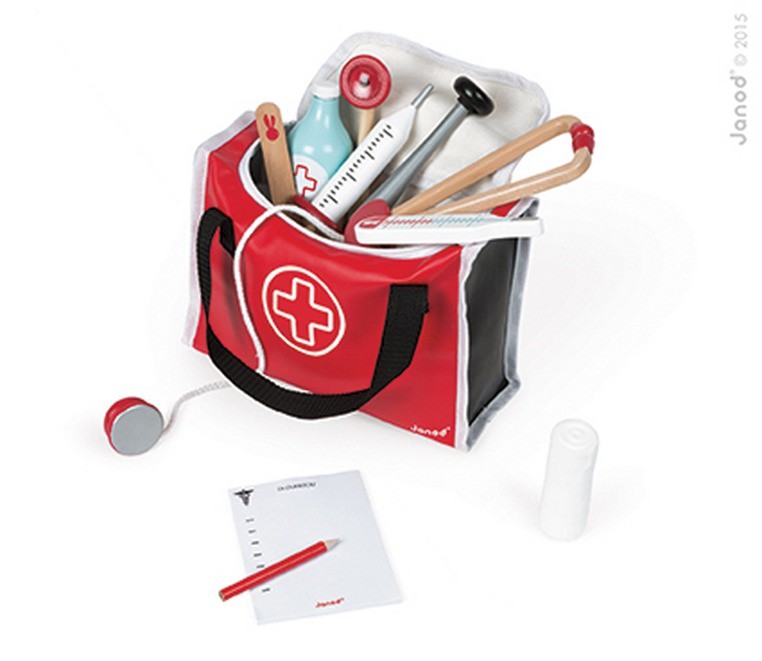 Janod, zestaw lekarza z 10 akcesoriami,