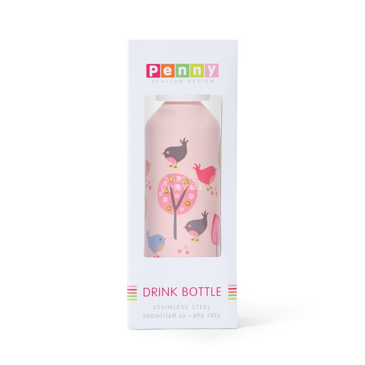 Bidon różowy w ptaszki