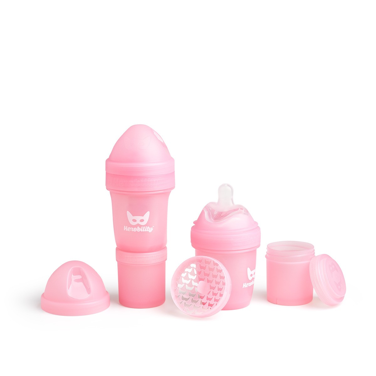 Herobility, Butelka antykolkowa Herobottle 140 ml, różowa