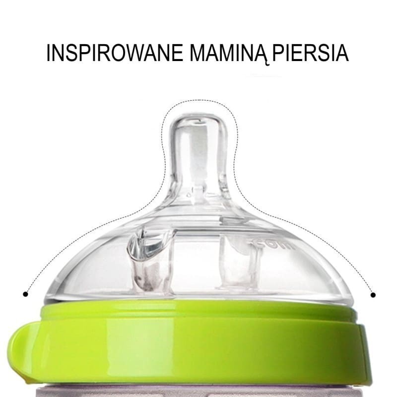 comotomo, antykolkowa butelka silikonowa MOM'S BREAST 250 ml Green BABY