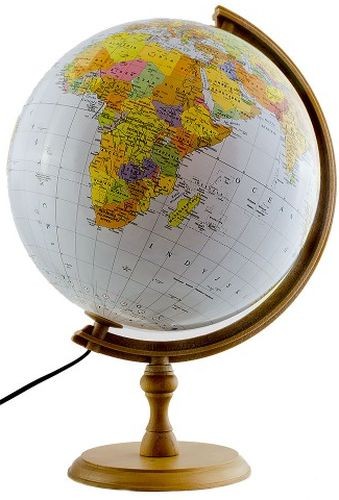 Globus 320 polityczno fizyczny podświetlany drewniana stopka