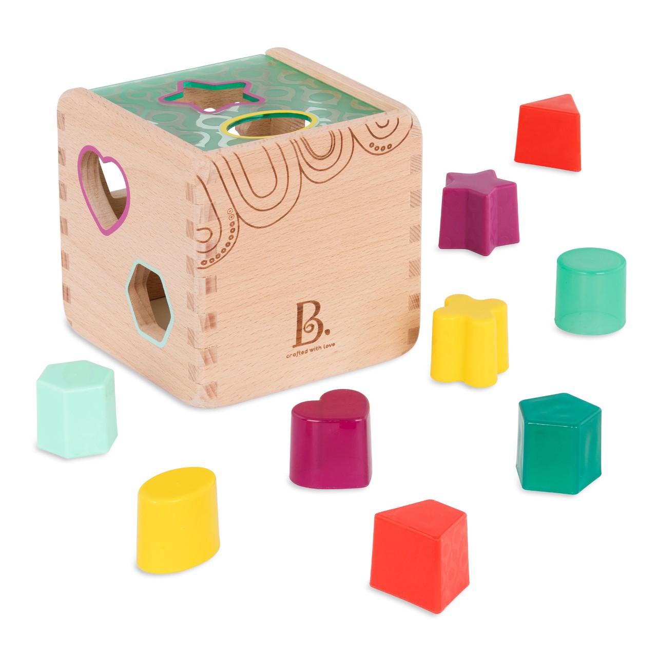 Btoys, Drewniana kostka - sorter kształtów i kolorów (9 różnych kształtów) Btoys, Drewniana kostka - sorter kształtów i kolorów (9 różnych kształtów)