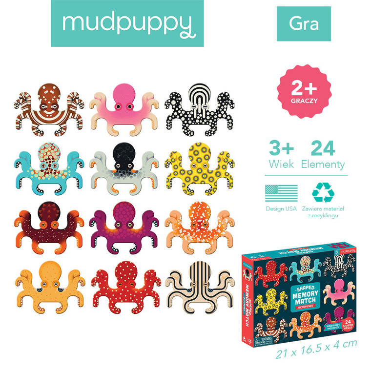 Mudpuppy, Gra Memory Ośmiornice 24 elementy 3+ Mudpuppy, Gra Memory Ośmiornice 24 elementy 3+