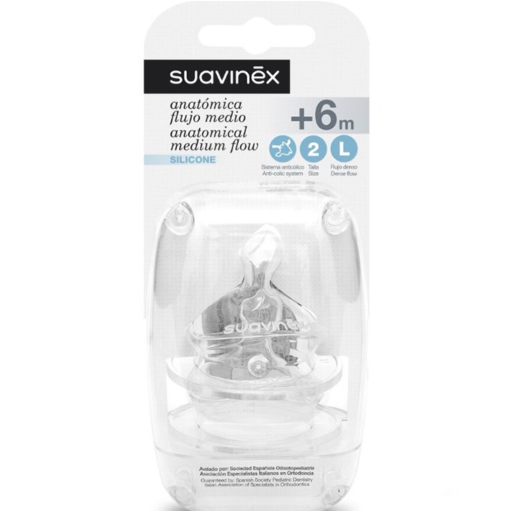 Suavinex, Smoczki anatomiczne o szybkim przepływie do butelek 6m+ Suavinex, Smoczki anatomiczne o szybkim przepływie do butelek 6m+