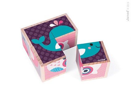 Janod, klocki drewniane Puzzle 6w1 Zwierzątka Janod, klocki drewniane Puzzle 6w1 Zwierzątka