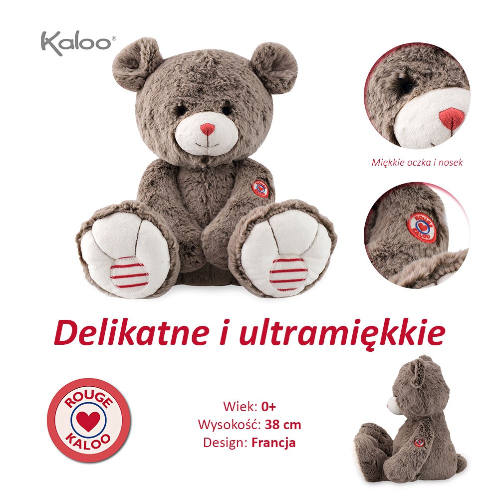 Kaloo, Miś czekoladowy brąz duży 38 cm kolekcja Rouge