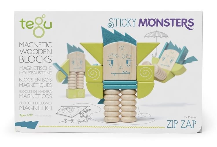 Tegu, Drewniane klocki magnetyczne STICKY MONSTERS Zip Zap