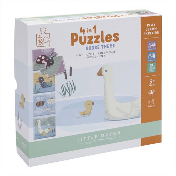 Little Dutch, Puzzle 4 rodzaje zwierzątek Little Goose Little Dutch, Puzzle 4 rodzaje zwierzątek Little Goose