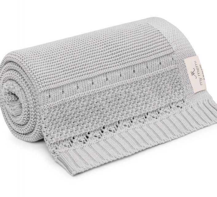 My Memi, Kocyk z bawełny organicznej 80x100 - light grey