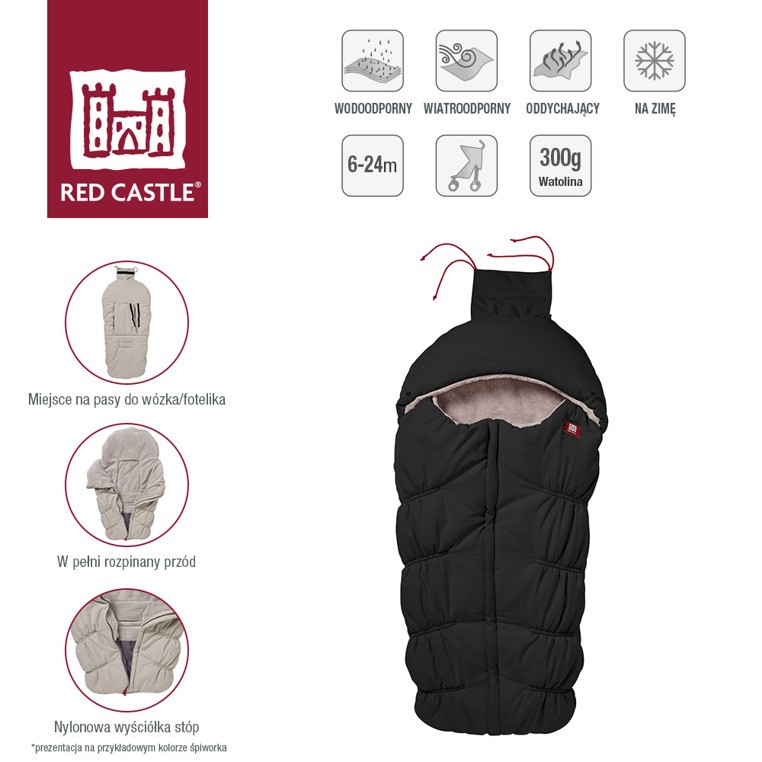 Red Castle, Śpiwór zimowy wodoodporny do wózka 6-24m Footmuff Black Red Castle, Śpiwór zimowy wodoodporny do wózka 6-24m Footmuff Black