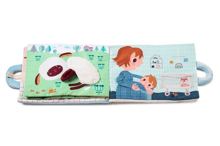 LILLIPUTIENS, Miękka książeczka aktywizująca z mini - przytulankami „Baby boom” Farma 18 m+