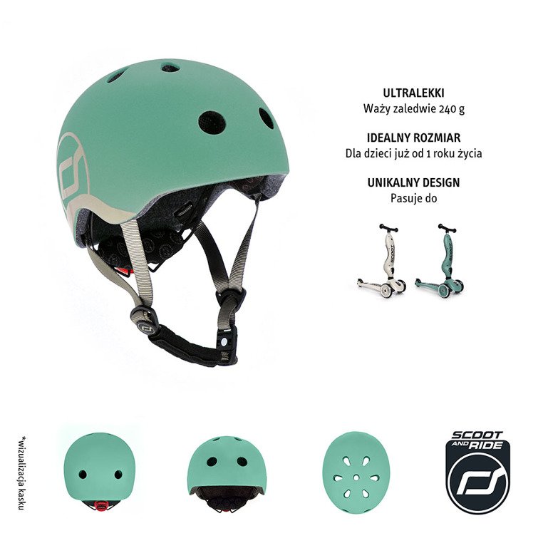 Scootandride, Kask XXS-S dla dzieci 1-5 lat Forest