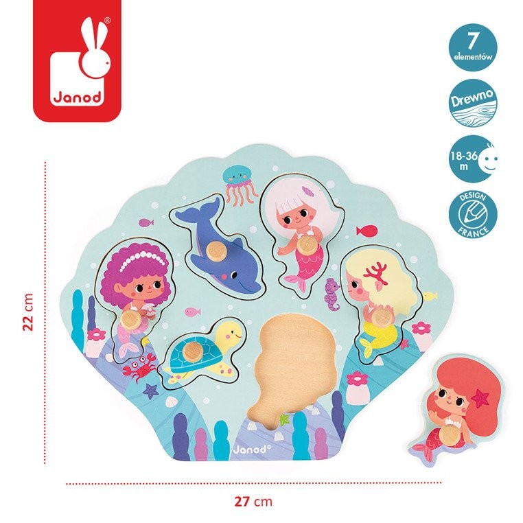Janod, Puzzle drewniane Wesołe Syrenki
