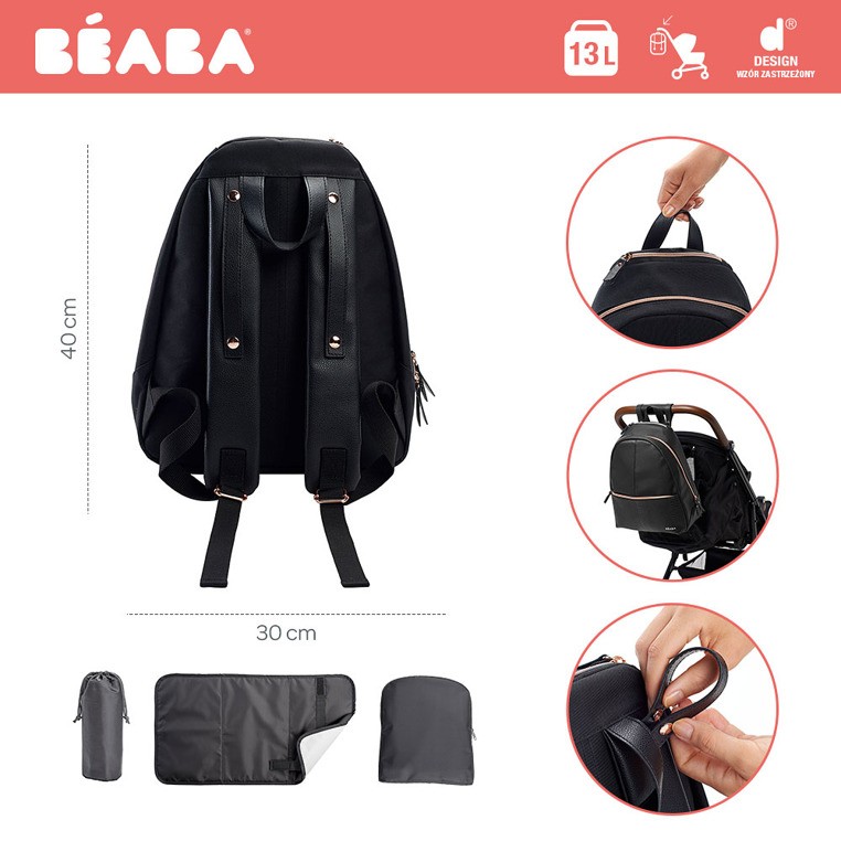 Beaba, Plecak dla mamy San Francisco black/pink gold Beaba, Plecak dla mamy San Francisco black/pink gold