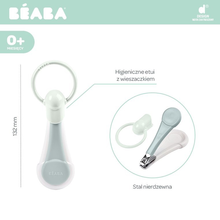 Beaba, Cążki do paznokci w etui Green Blue