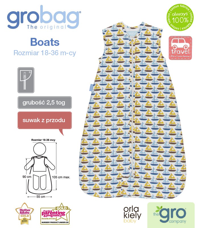 Gro Company, Śpiworek Orla Kiely Boats Travel 2,5 tog, 18-36 m-cy Gro Company, Śpiworek Orla Kiely Boats Travel 2,5 tog, 18-36 m-cy