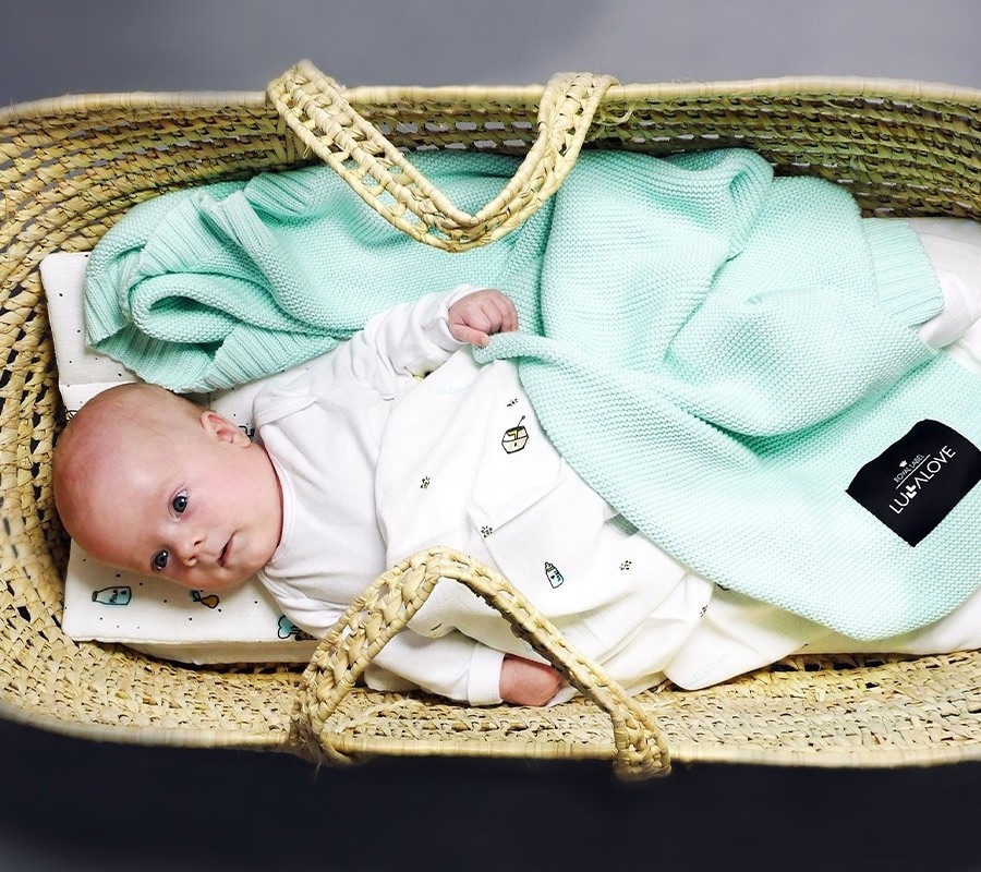 Lullalove, Duży bambusowy koc - miętowy 100x 120 cm