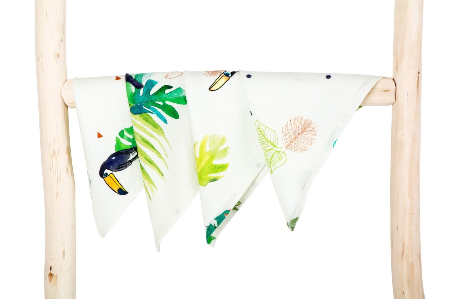 POOFI, TROPICAL 4-pak chusteczki bambusowe, wzór tukany