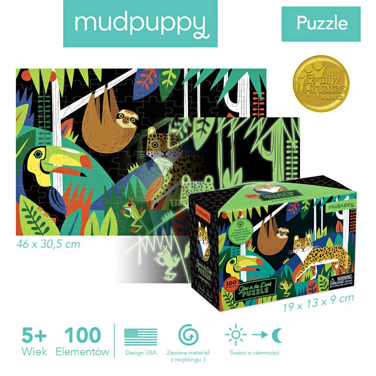 MUDPUPPY, Puzzle świecące w ciemności Las tropikalny 100 elementów
