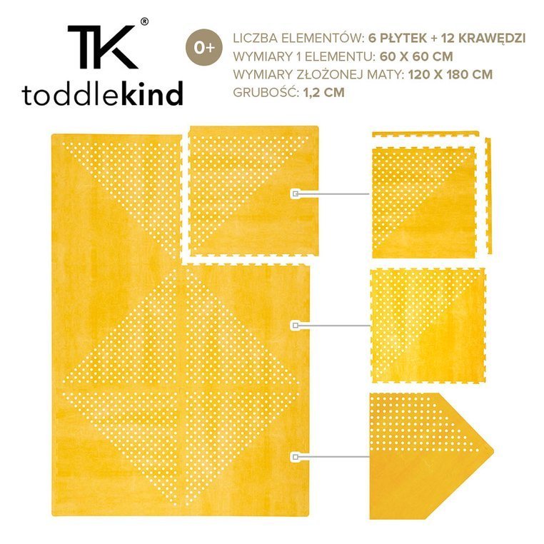Toddlekind, Mata piankowa puzzle - Prettier Playmat Earth Mustard Flower