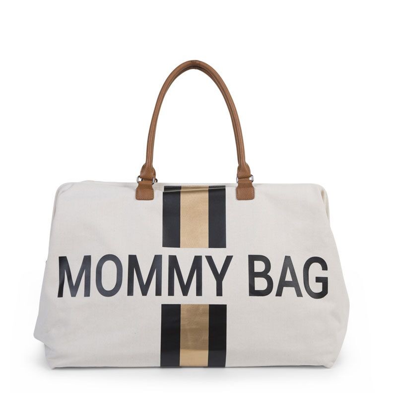 Childhome, Torba Mommy Bag beżowa paski czarno-złote Childhome, Torba Mommy Bag beżowa paski czarno-złote