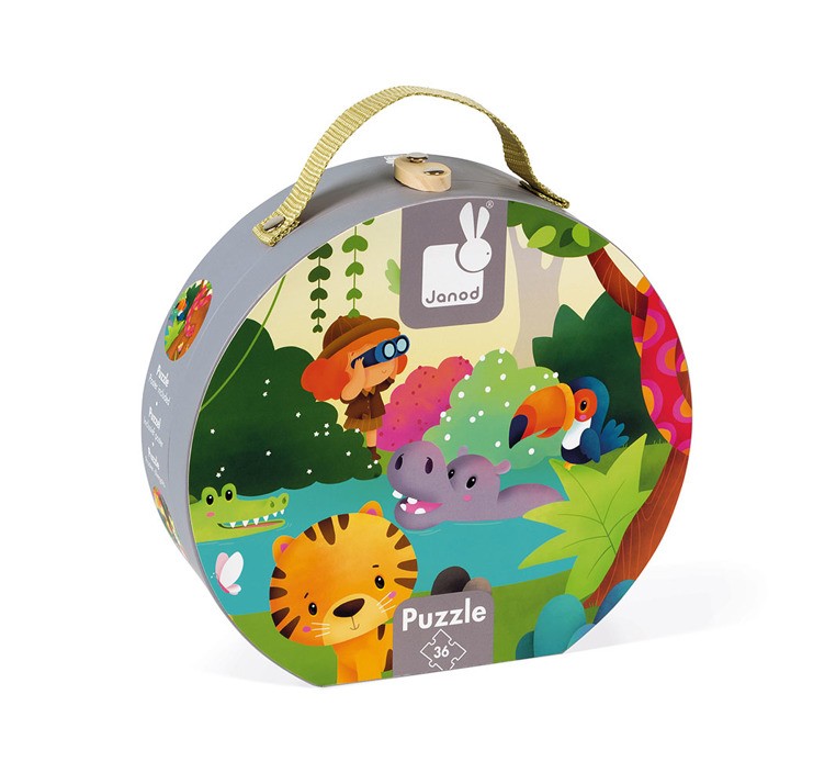 Janod, Puzzle panoramiczne w walizce Dżungla 36 elementów
