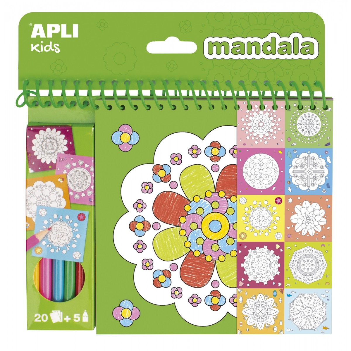 Apli Kids, Kolorowanka z kredkami - Mandala Apli Kids, Kolorowanka z kredkami - Mandala