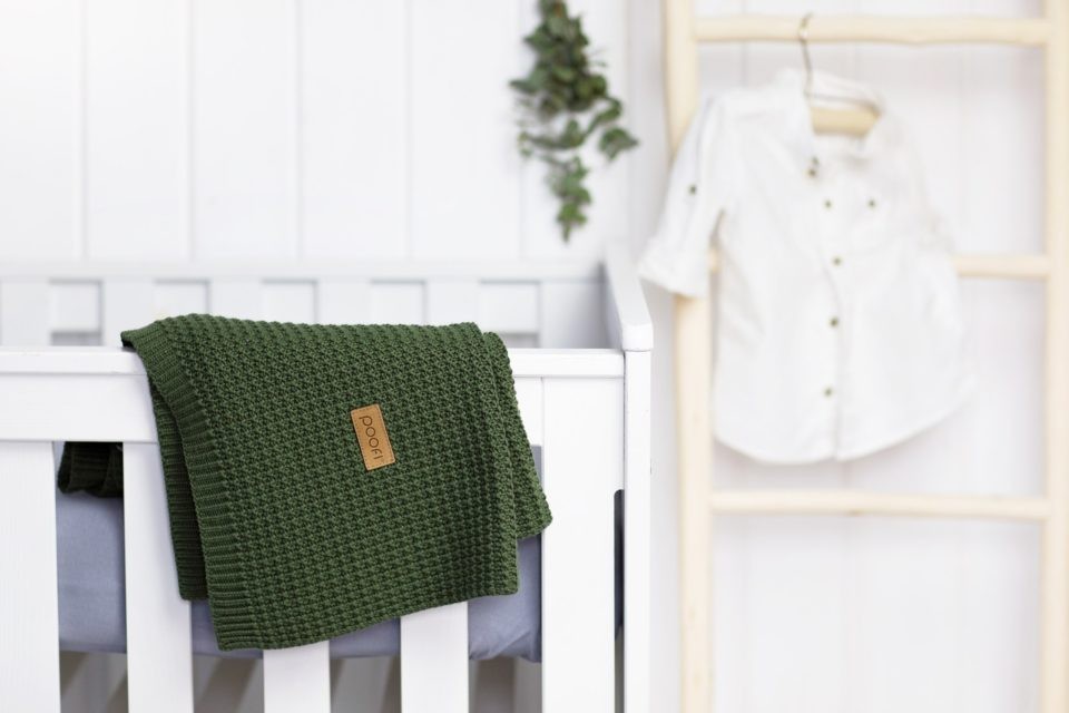 Poofi, Kocyk tkany  Organic & Color musztarda